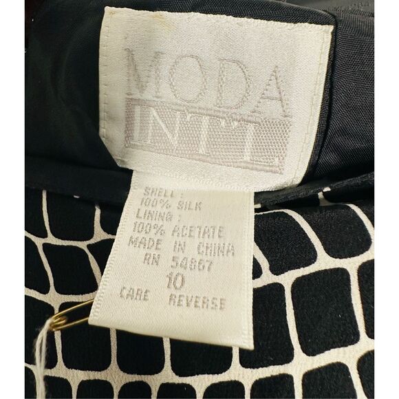 Moda Int’L NWT Black and White Pencil Silk Skirt size 10 - Picture 3 of 6